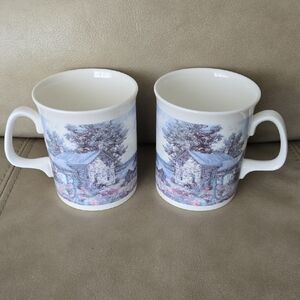 Designed By Keirstead Duchess Fine Bone Chins Rustic Cabin Scene Mugs - Set of 2